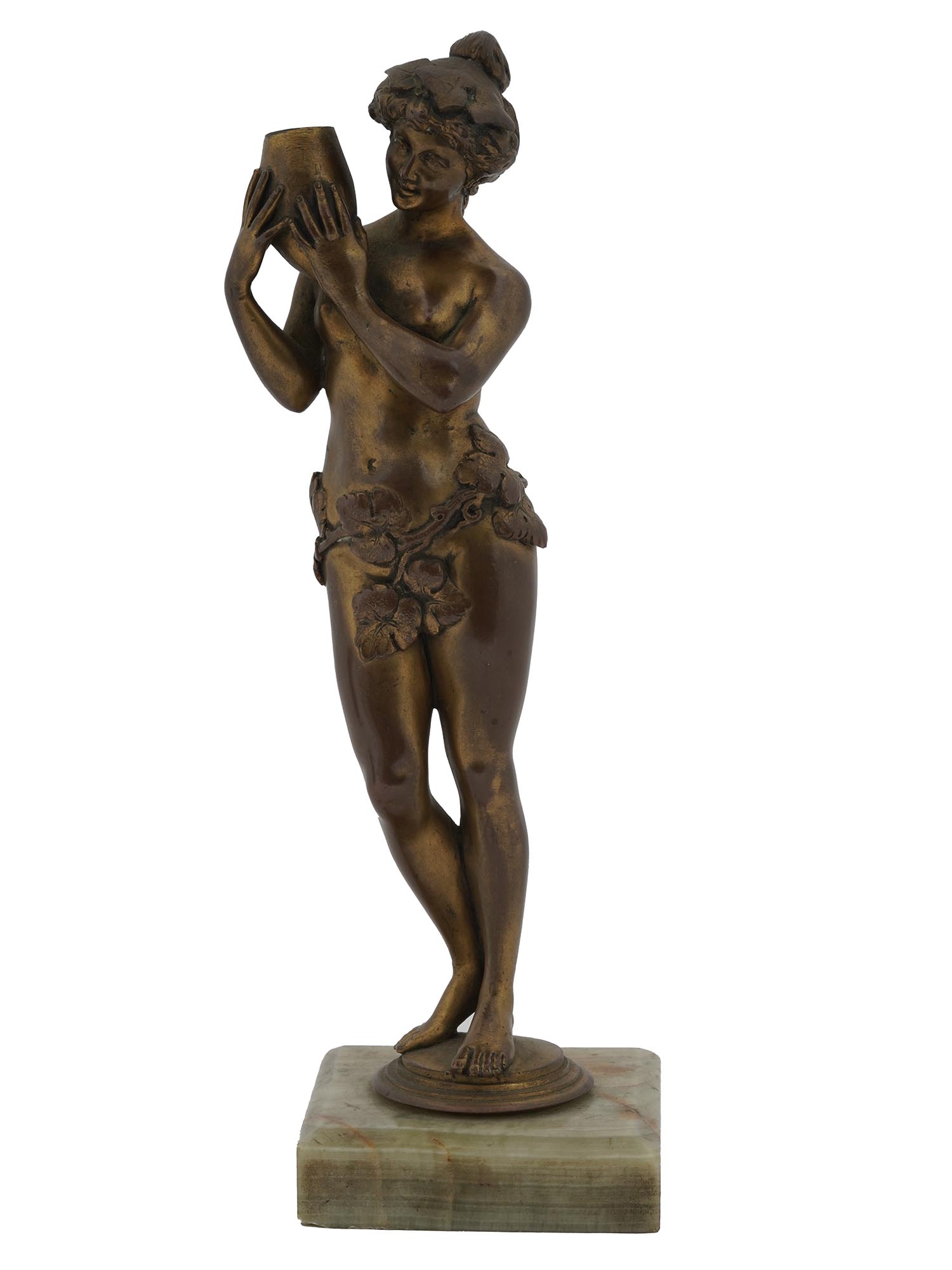 MID CENTURY BRONZE NAKED WATER NYMPH SCULPTURE PIC-1